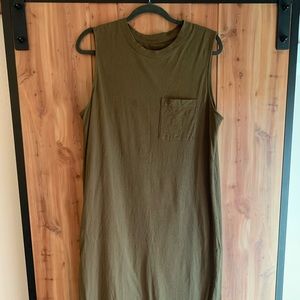 Everlane army green midi tank dress. Size XL.